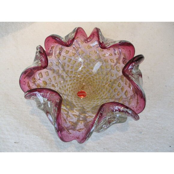 Bowl Vintage Art Blown Glass bowl Murano Italy Wedding gift Anniversary Birthday - Picture 1 of 6